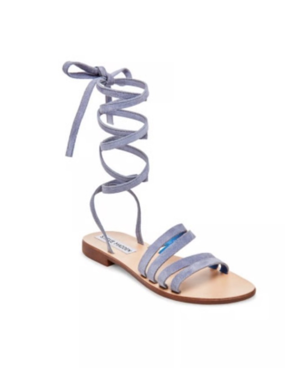 Steve Madden Suede Open Toe Ankle Tie Up Blue Sandals Women Size 9 - Picture 1 of 7